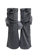 CURVED FUR LEG WARMERS . GRAY