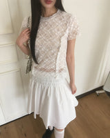 Puffu Frill Lace See-Through Frill T-Shirt