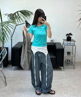Defen Color Round Short Sleeve Tee