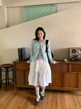 Verpan Frill Banding Midi Skirt