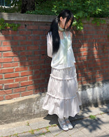 Hachu Tiered Midi Skirt