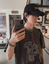べロッドクロッププリントショートスリーブTシャツ