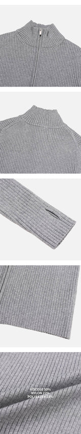 [MUSCLE FIT] Highneck warmer knit zip(3color)