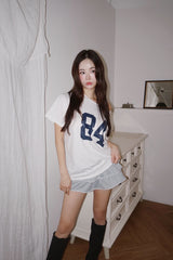 ナンバープリントオフショルダー半袖Tシャツ