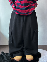 WAFFLE PUNCHING 🧇WIDE CARGO PANTS 🩶🖤2CCOLOR