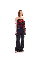 FLUTTER FRILL TOP SKIRT / RED