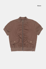 Palma shirring half zip-up