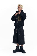 Double Knee Chino 8-Bermuda Pants - Black