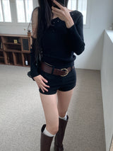 Sculpt Two-Button Spandex Shorts & Belt SET (3 Colors)
