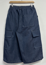 VIVID STITCH BALLOON DENIM BERMUDA 💙🖤🩵2COLOR