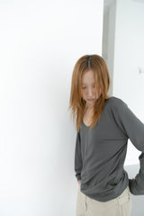 soft deep neck long top(3colors)