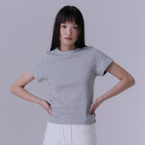 90's scallop stitch neck t-shirt (GREY)