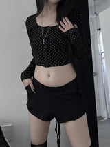 dot button cropped cardigan (2color)