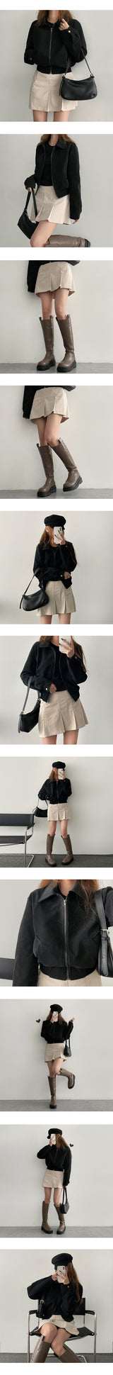 Suede st incision half cropped jumper jacket