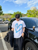 (Blue)Heart rabbit half sleeve