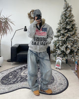 ルークダイアゴナルパネルウォッシュ加工デニムパンツ