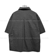カレンボタンチェッククロップショートスリーブシャツ