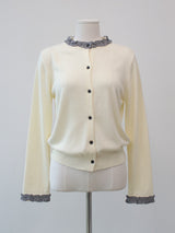 check frill cardigan 