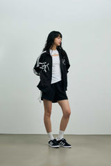 RIBBON JERSEY TRACK SHORTS PANTS / NAVY
