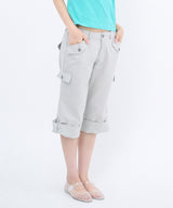 STRAP POINT CAPRI PANTS - LIGHT GRAY