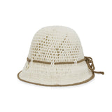 Heart Chain Crochet Ribbon Bucket Hat / Beige