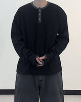 フィンガーホール ヘンリーネック ワッフル リンガー Tシャツ