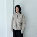 Waffle Knit Double-Zip Button Detail Hooded Jacket