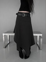 [set] belt shadow wrap skirt (2color)