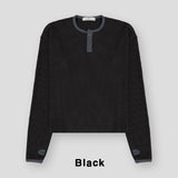 キンジ ワッフル ヘンリー ネック ウォーマー ロングスリーブ Tシャツ