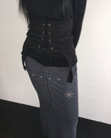 Layered stud long skirt