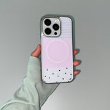 [MADE] [+MagSafe] DOTTY STRIPE PHONE CASE PINK (glass silver bumper)