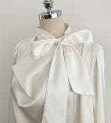 Elnon Drape Satin Tie Blouse