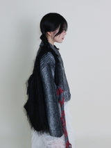 Gamants coloring gradation fringe long-sleeve cropped wool knitwear