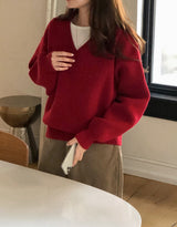 Round Or V-neck Daily Basic Knit (10color / 2type)