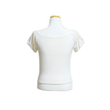 (3color) Dot Shirring Neck Off-Shoulder Puff Tee