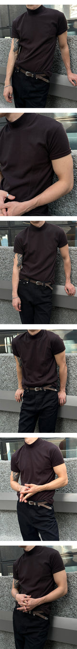 [MUSCLE FIT] Double cutting half pola t-shirts(4color)