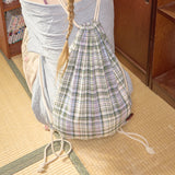check pattern gym sack purple