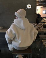 [BELLIDE MADE] Puppy, two-way bore fleece zip-up hoodie