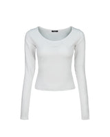 Triclipse Embroidered Logo U-Neck Long Sleeve White