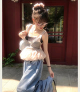 [ fluffy ☁️ ] pringle pumpkin 30% chiffon sleeveless bl