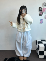フリースピカブル❤ストリング ❤マルチピンタックバルーンロングパンツ🩶🖤🤍5カラー