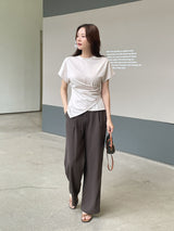 Chable Shirring Wrap Span Short Sleeve T-Shirt