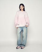 25FW ディストレスフーディー ライトピンク