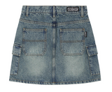 Sand Washing Cargo Denim Mini Skirt