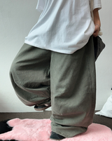 プレートピグメントスリットセミバルーンワイドロングパンツ 🤍💛💚🖤 - 4 カラーズ