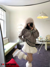 Jacquard Isle Hooded Knitwear Zip-Up Cardigan