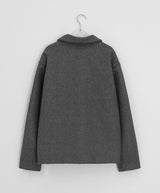 [unisex] ヒゲムウール襟付きハーフコート