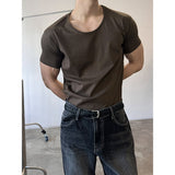 [MUSCLE FIT] U neck muscle half-shirts(8color)
