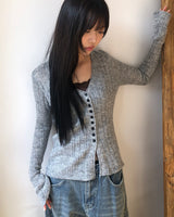 Brel Button Detail Ribbed Slim Cardigan