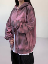 Unisex Tie Dye Over Hooded Zip-Up 2C